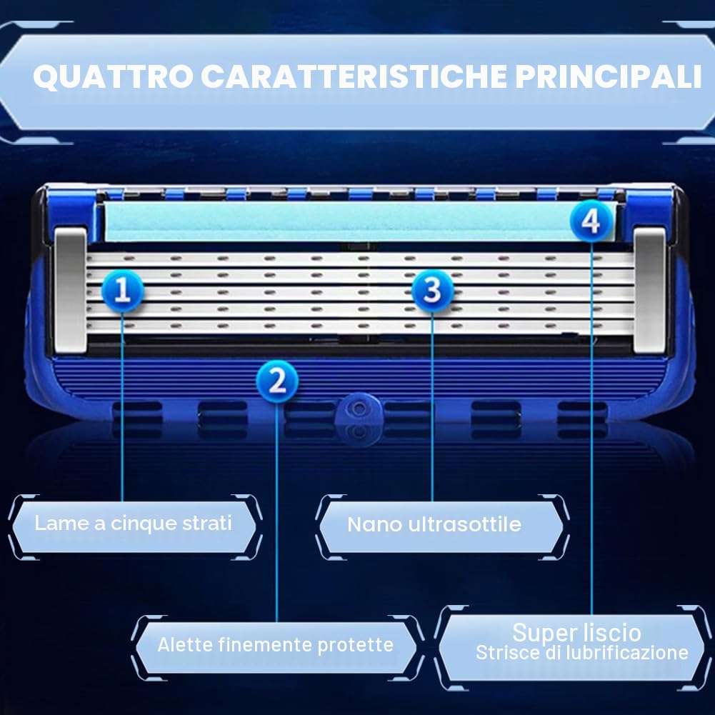 8 Pezzi per rasoi, lame di ricambio, 5 lame manuali per una rasatura delicata, Pulire la Barba, Capelli Gamba