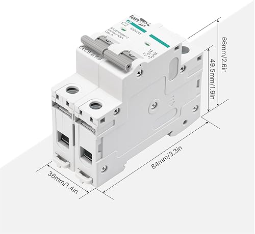 Miniatura 2 de LANGIR Disyuntor de CC de 2 polos 1-63 A 500 V para sistema de energía solar y otros sistemas de CC DIN instalación de riel (20 A)