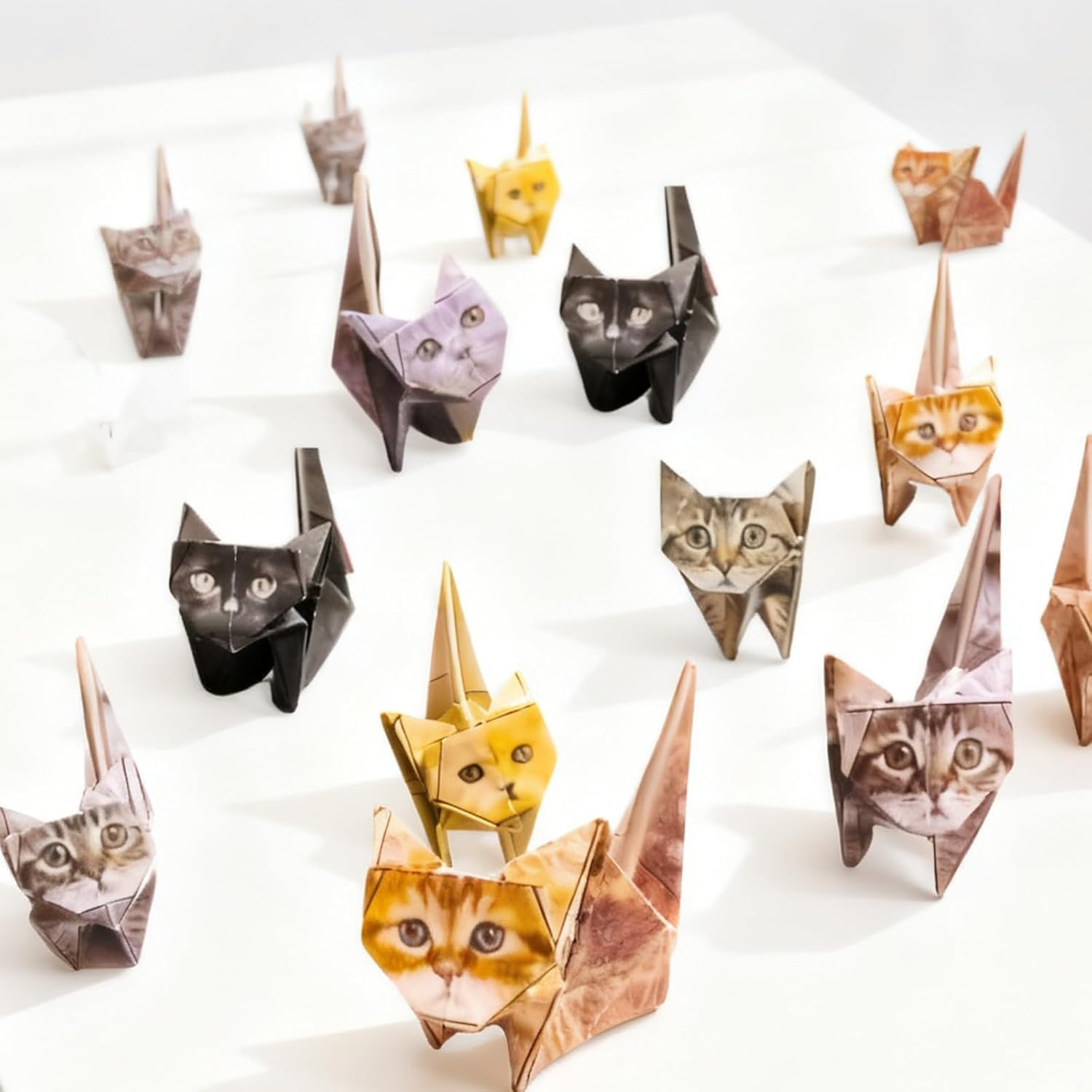 SIXHAOBU Papel gatos Origami, 50 hojas 3D gato Origami papel artesanía conjunto, manual animal papelería kit, Funny Craft Activity for Adults, DIY Animal Desk Decor (Cat, OneSize)