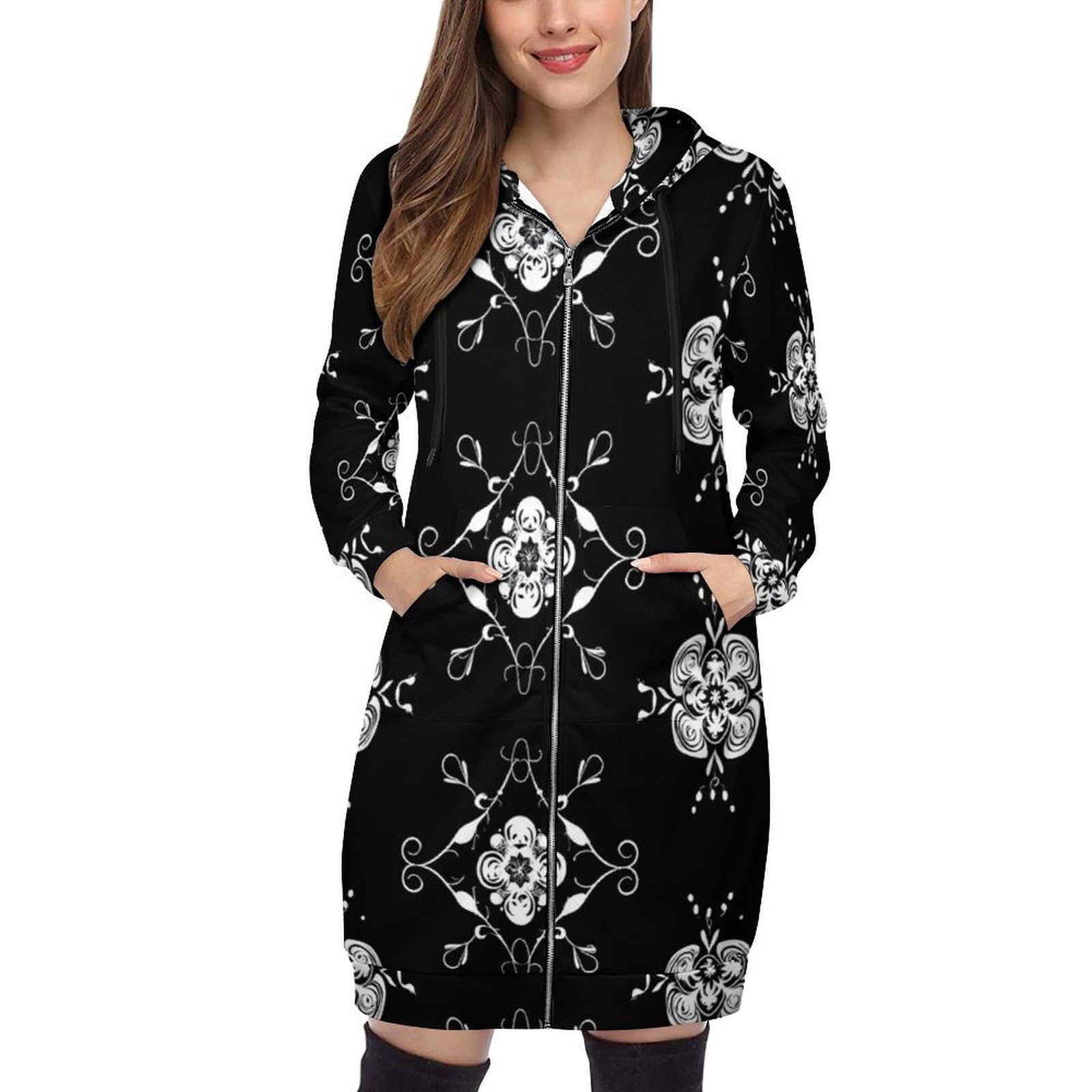 Sweat-Shirts à Capuche pour Femmes, à Manches Longues et à Motifs Floraux, Doux, Confortables et décontractés, avec Poches.