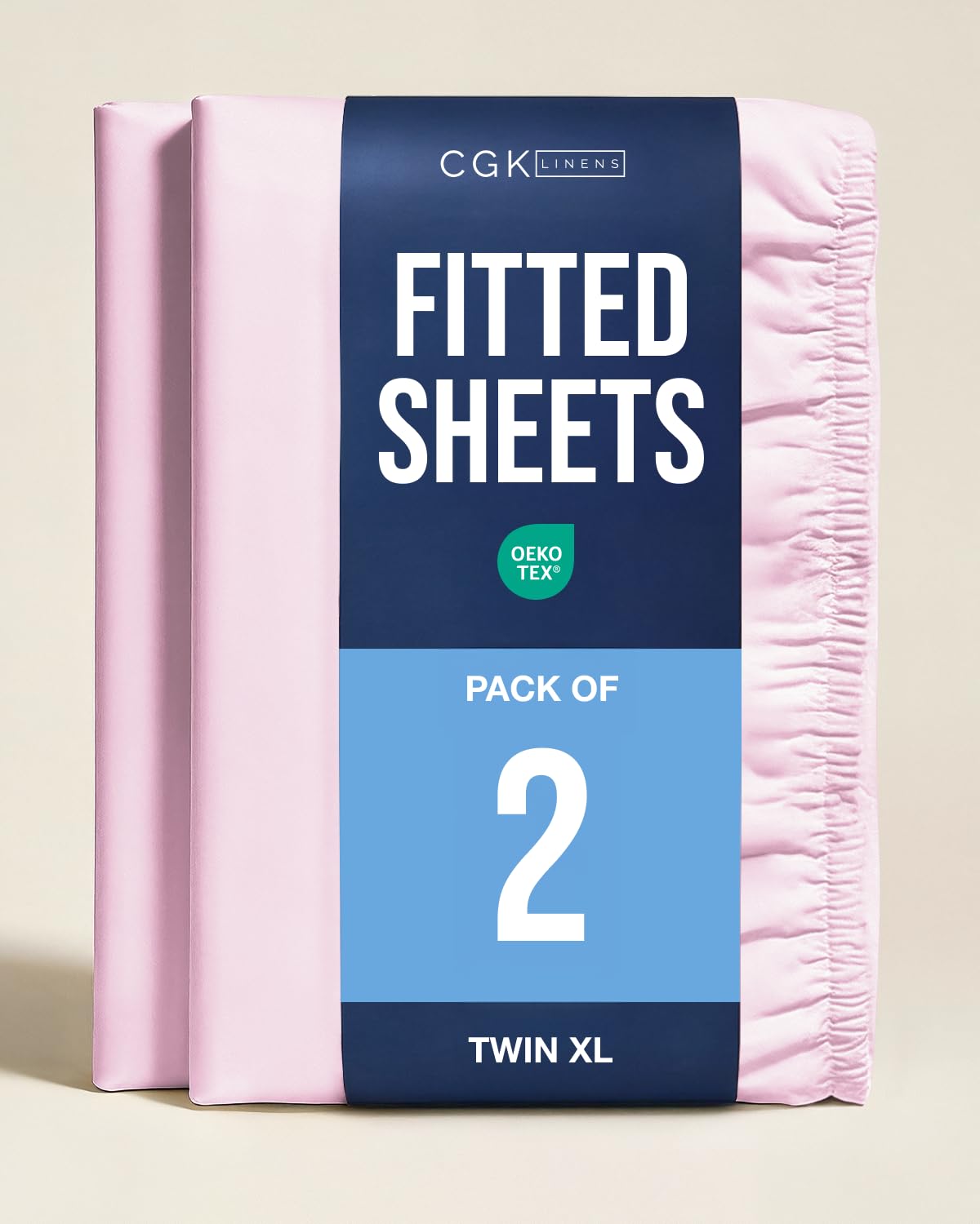 Twin XL Fitted Sheet - Pack of 2 College Dorm Essentials - Light Pink