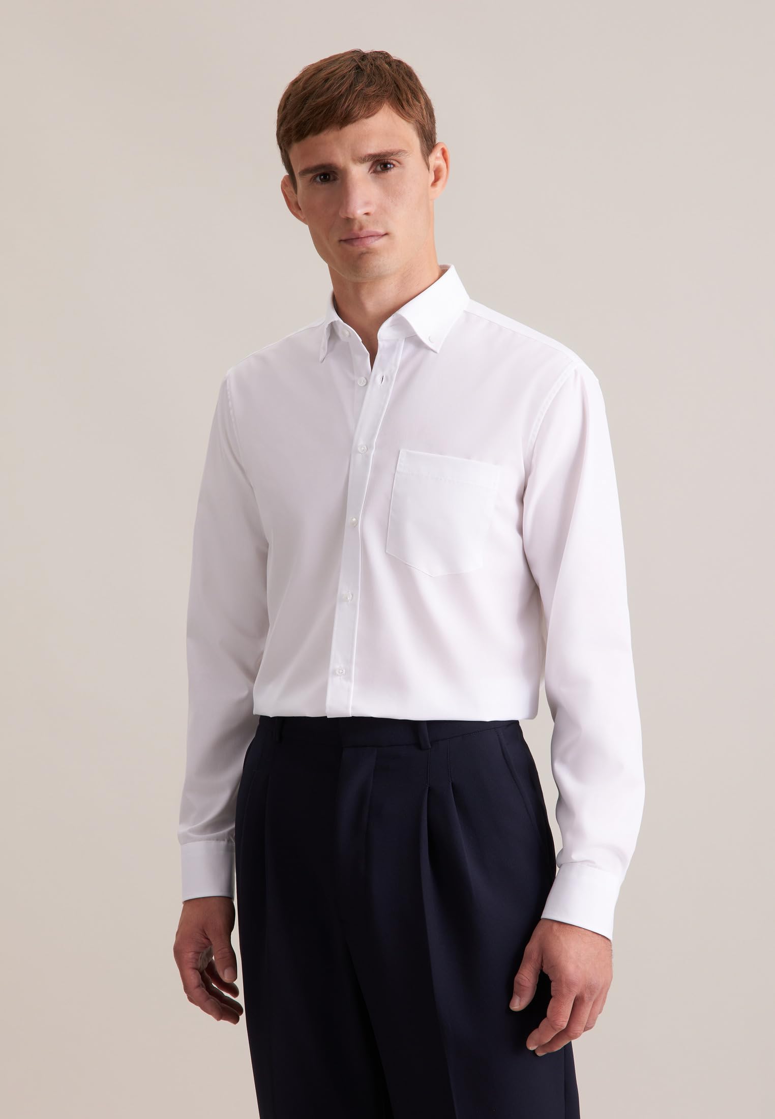 Seidensticker Camicia business da uomo - vestibilità regolare - no stiro - collo button down - manica lunga - 100% cotone
