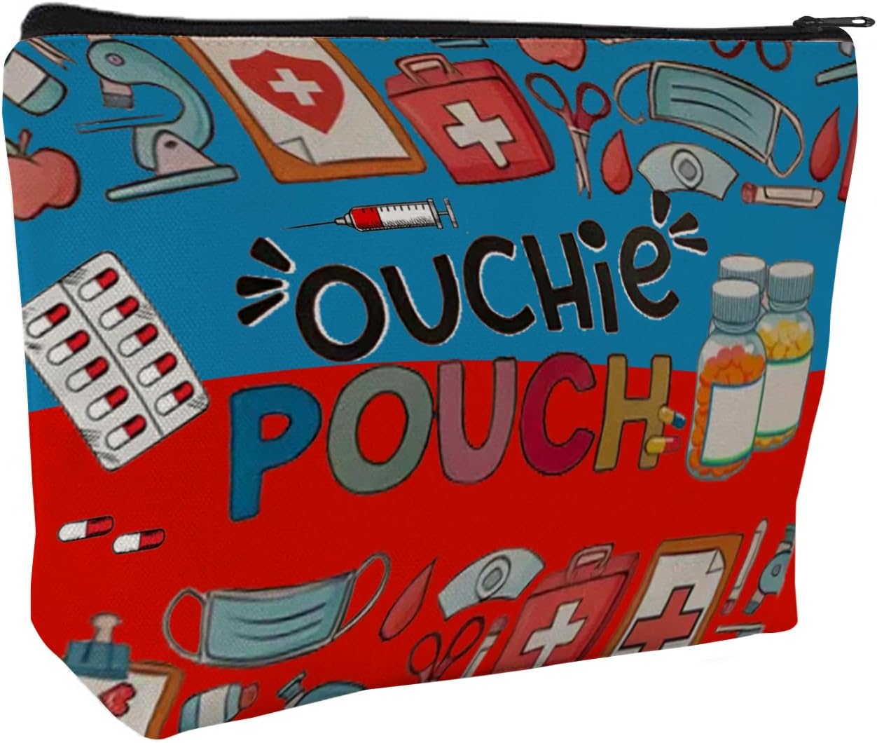 Medicine Storage Pouch with Diabetes, Medicines Bag, and Medical Supply Designs, White Canvas Zipper Cases, Multi-Use Functionality (Gift for Birthdays, Graduation, Christmas) (Style D)