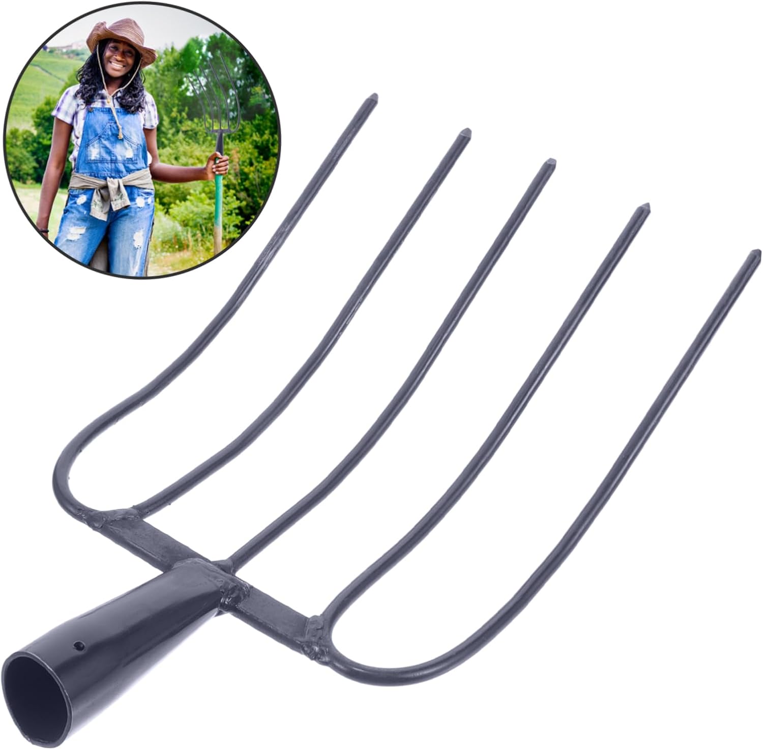 Multi-Functional Manure Fork Agricultural Grass Fork Handheld Pitch Fork for Removal