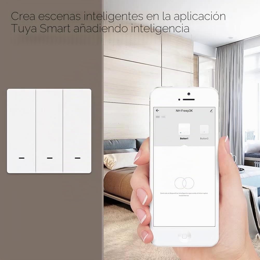 Interruptor inalámbrico MOES Tuya ZigBee, Interruptor Transmisor a Través de TUYA/Smart Life, Escenario de Automatización del hogar inteligente, 3 Gang