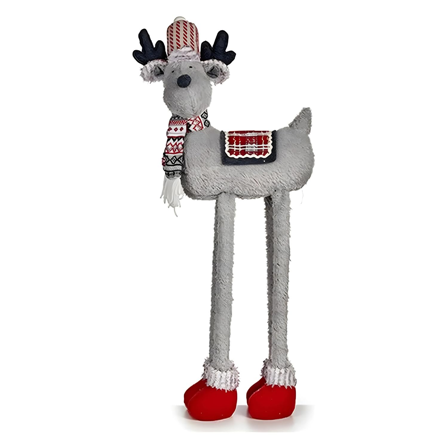 Reno de Navidad de 1 m Krist+ en rojo y blanco, el regalo ideal para decorar estas fiestas