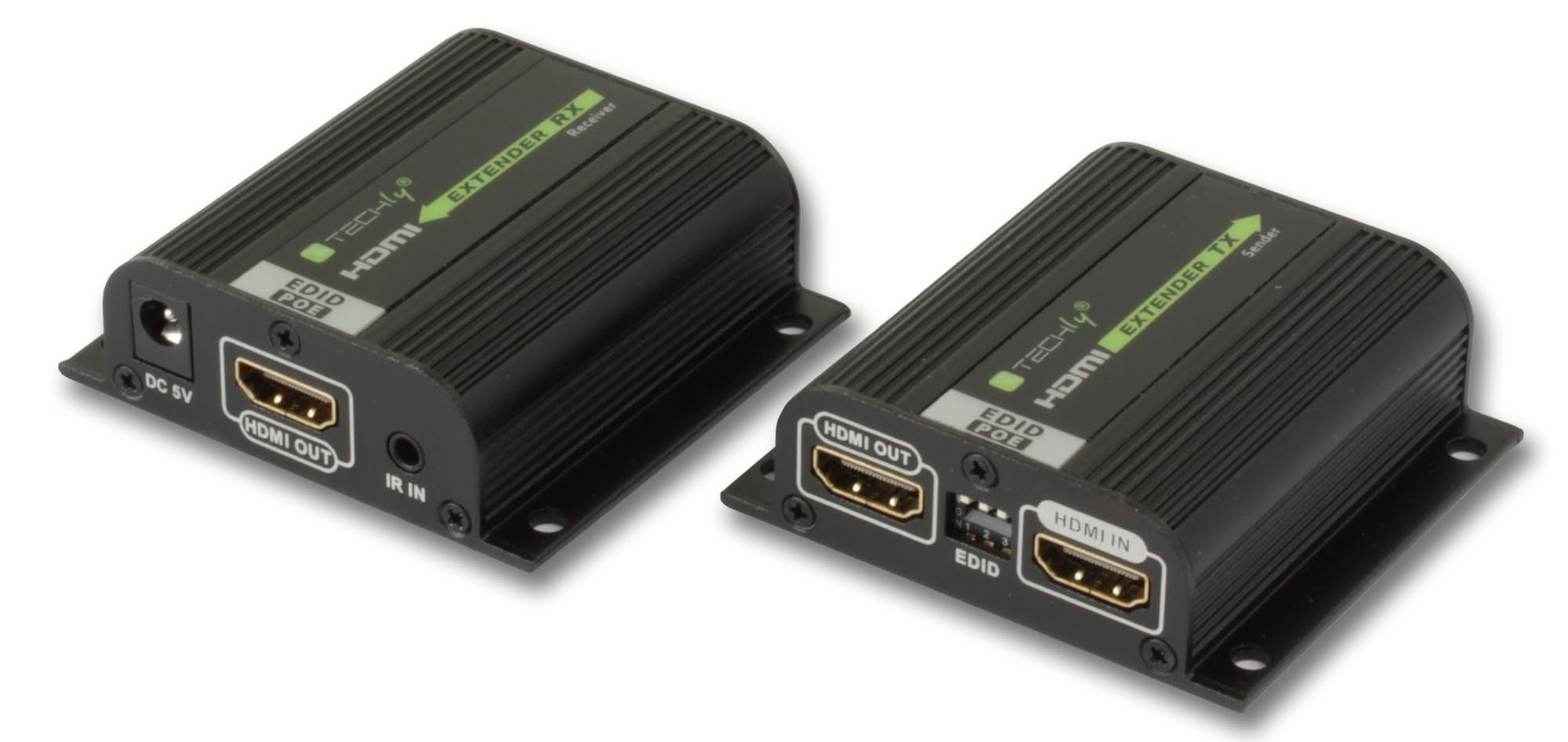 Techly 100709 Amplificatore Extender HDMI Full HD 3D Poe su Cavo Cat.6/6A/7 40m con EDID ed IR Nero