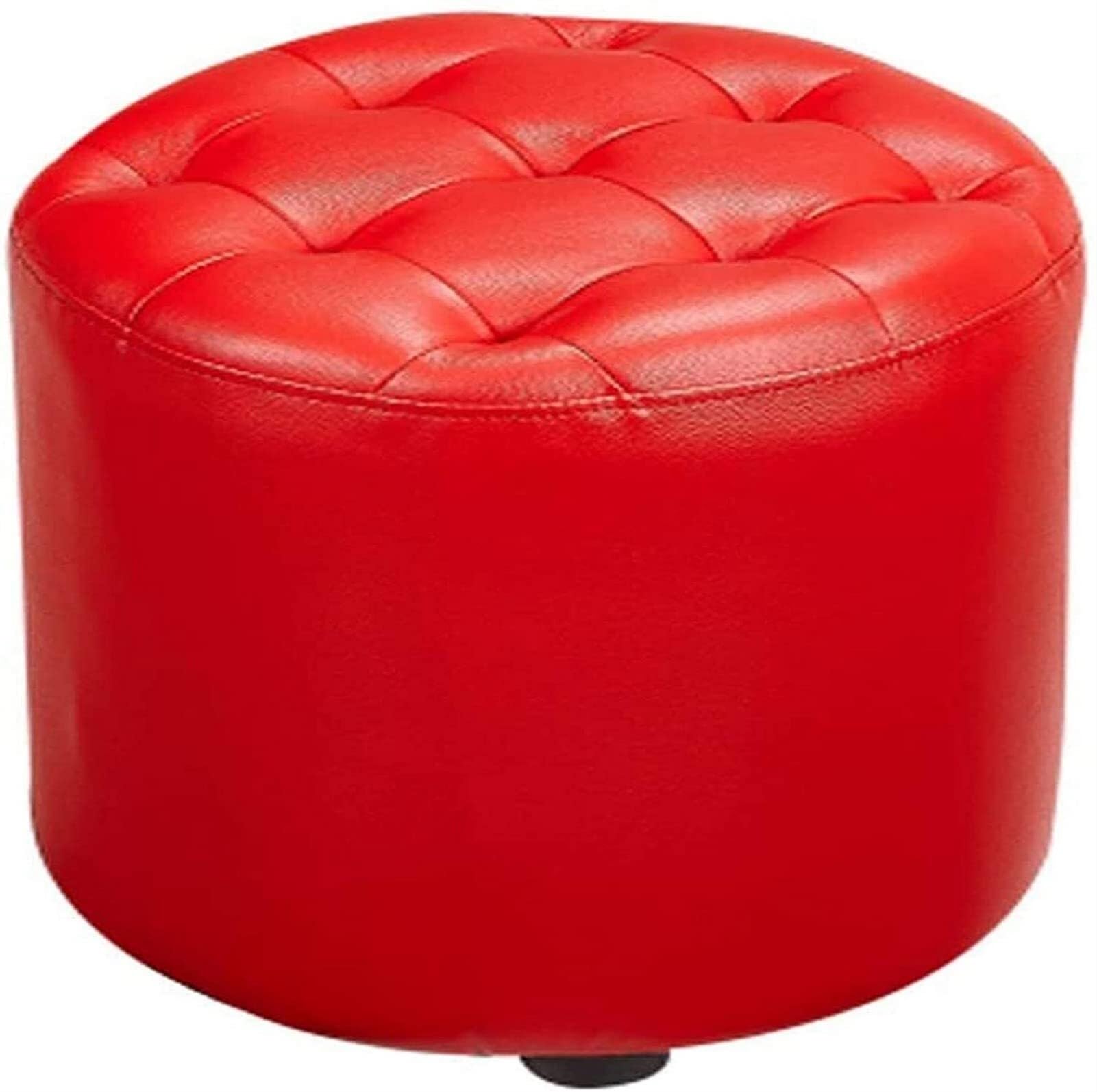 Pouf en similicuir avec pieds en bois - Tabouret repose-pieds rembourré rectangulaire