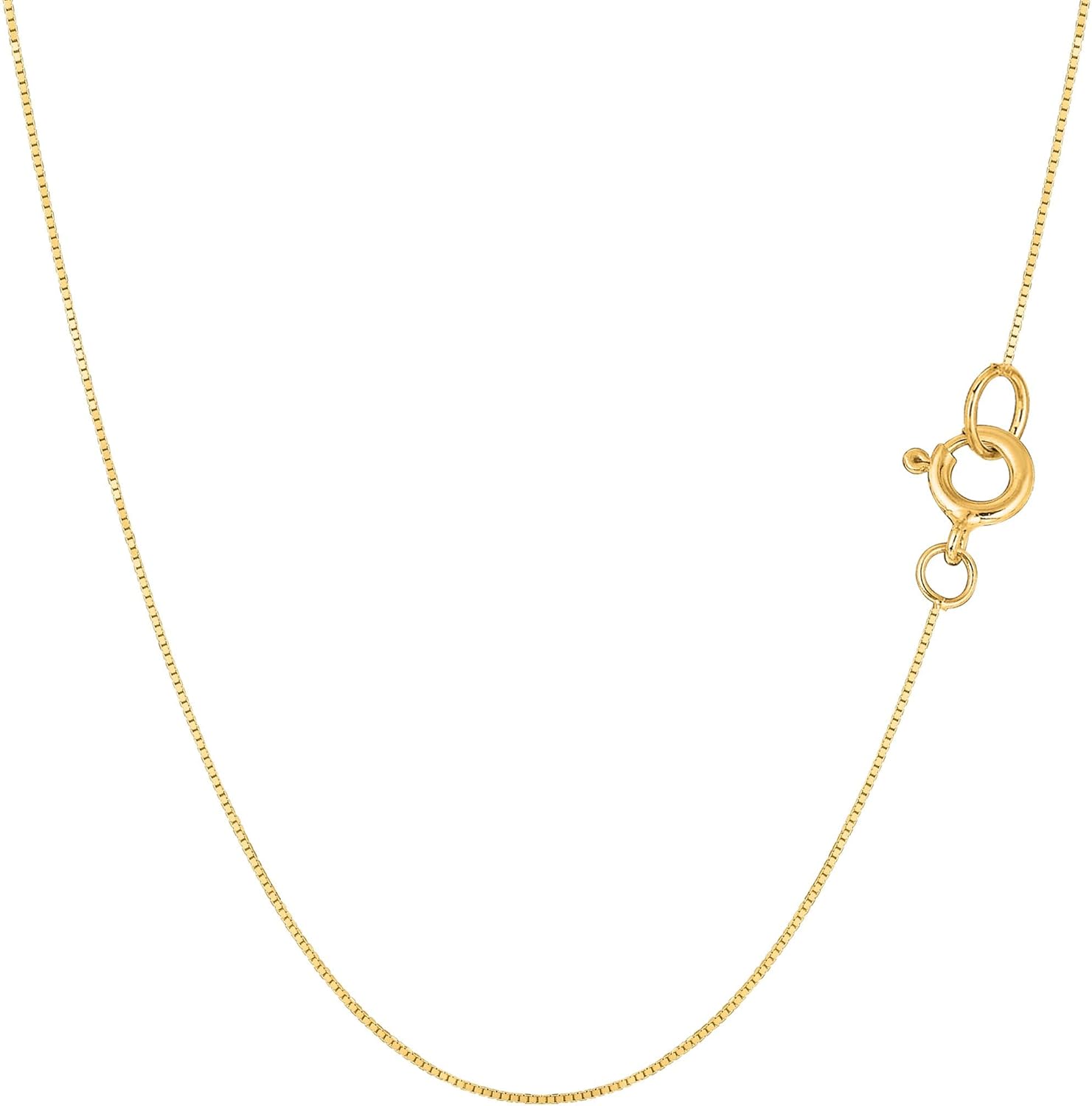 Jewelry Affairs 14k Real Solid Gold Box Style Chain Necklace, 0.45mm