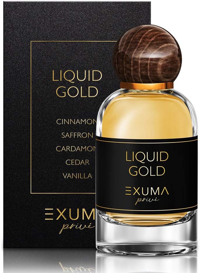 Exuma Prive- Perfume for Men-100ml- Exquisite Cologne Collection- Discover Musky Oud, Vanilla, Amber, Sandalwood, Leather, Saffron Varieties- Fatherโs Day, Birthday, Anniversary Gift (Liquid Gold)