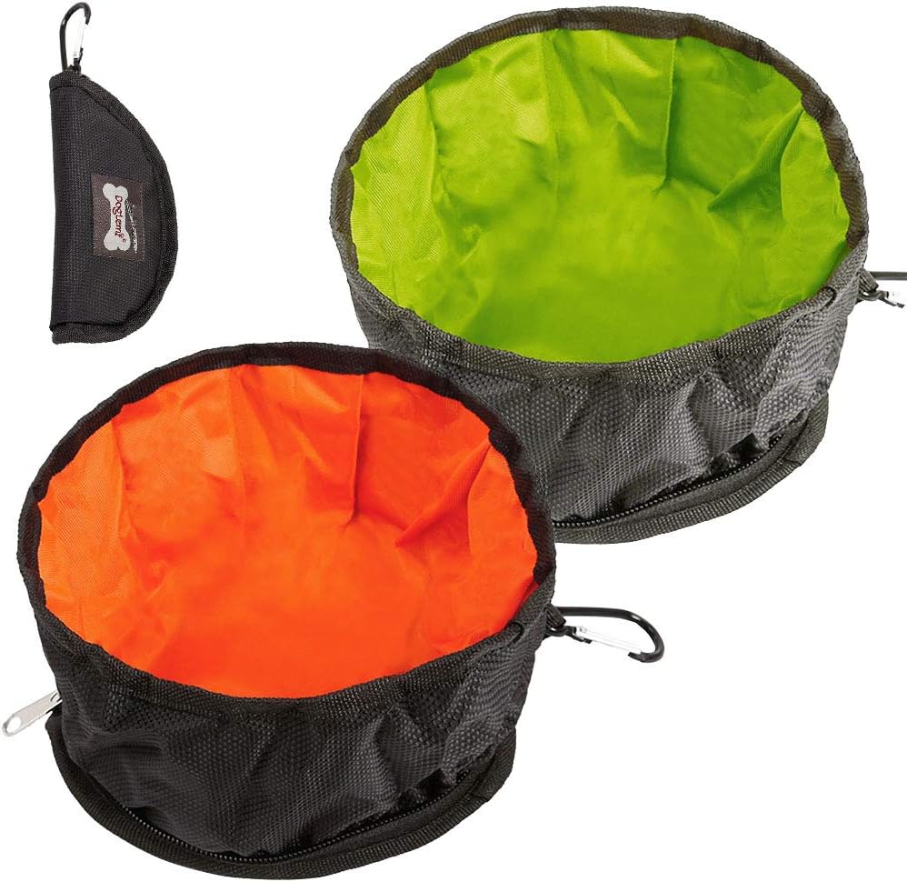 Collapsible Dog Bowls for Travel - 2 Pack Portable Dog Water Bowl with Zipper, Foldable Bowl for Dog/Cat Food Water Feeding for Camping,…