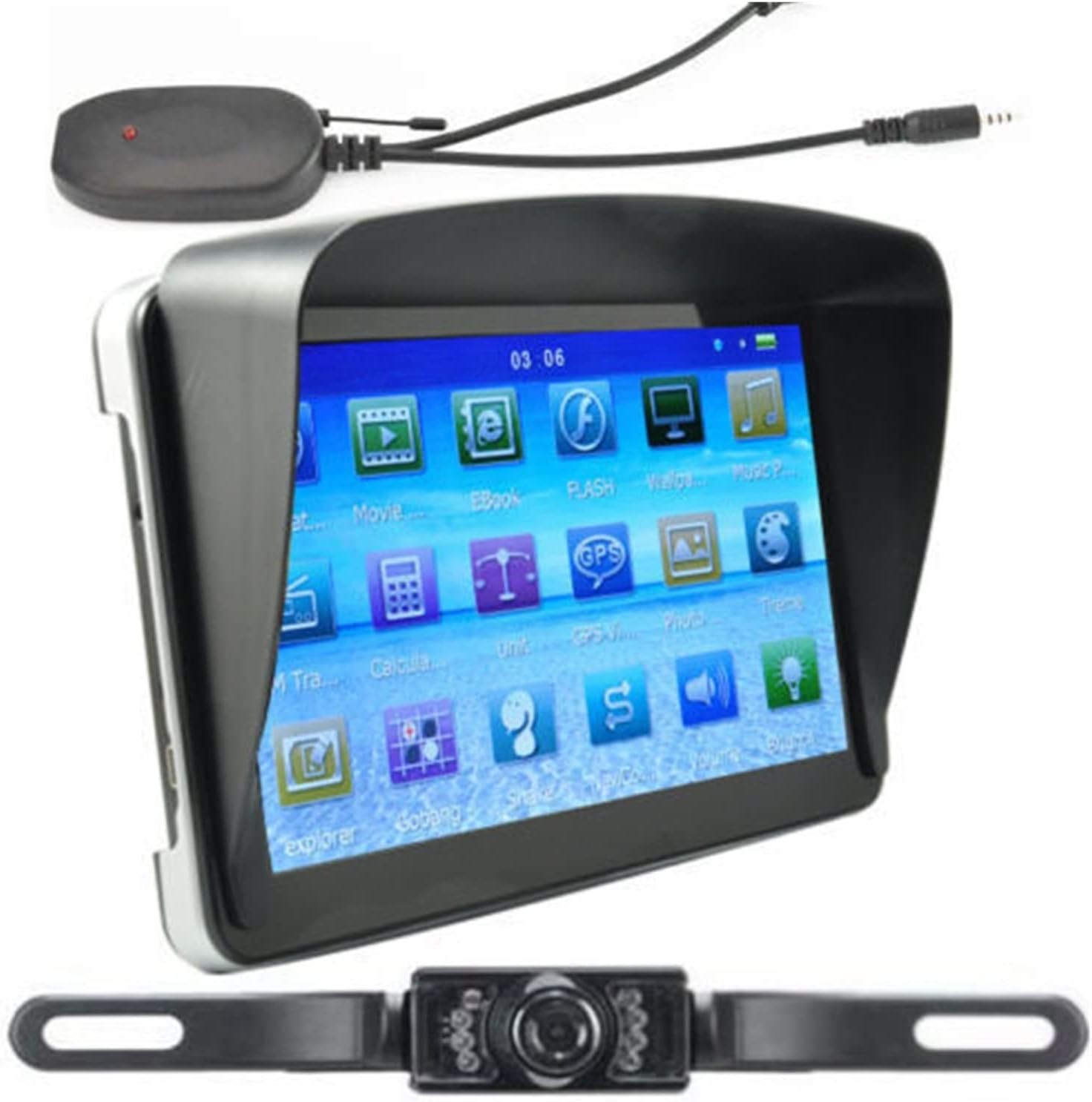 GPS Vehicle Tracker Universal 7 Inch Car GPS Navigation Bluetooth AV-IN Sat Nav +Wireless Rearview Camera with Real-Time Monitoring System (Color Name : Black, Display Size : 7")