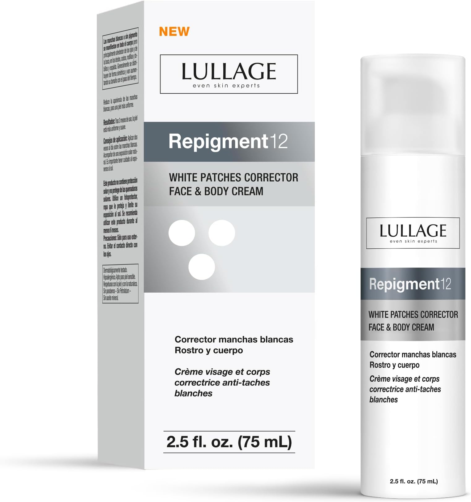 LULLAGE Repigment12 White Patches Corrector Cream for Dry Skin and Sensitive Skin, Paraben-Free Repigmentation Face and Body Cream for Women and Men, 2.5 Fl Oz
