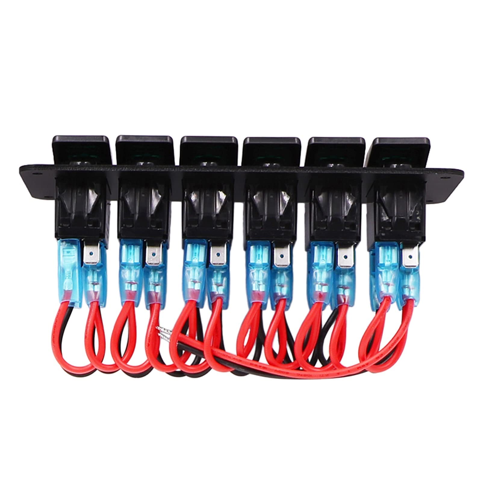 Panneau d'interrupteurs à bascule 3 à 6 interrupteurs à double LED 12 V 24 V pour camion, bateau, voiture, interrupteur de prise allume-cigare (couleur : bleu 6 Gang)