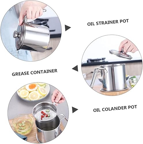 Miniatura 6 de Colador de aceite de acero inoxidable 304 con mango para olla de grasa y red de filtro extraíble para una fácil limpieza