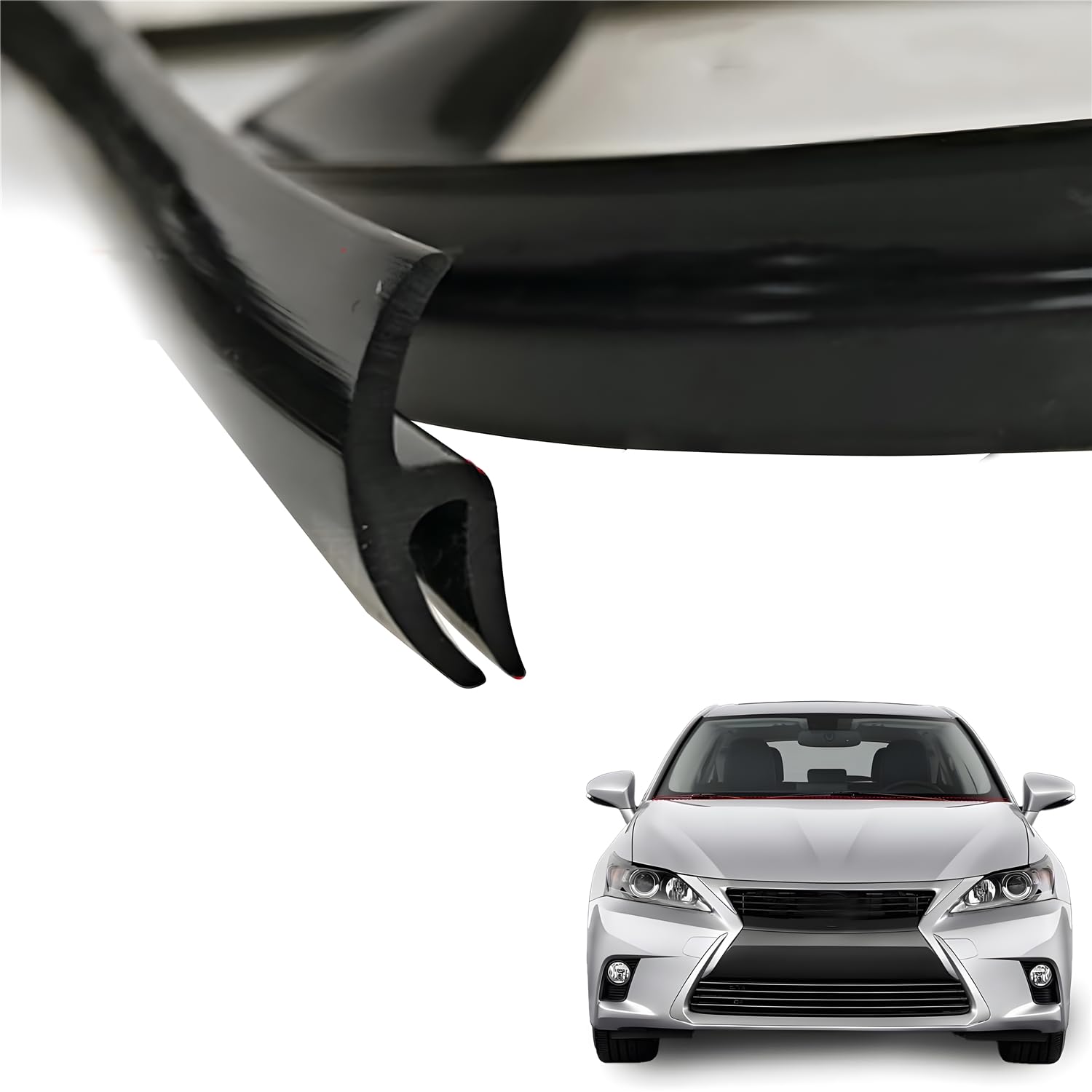 X spring Windshield Rubber Seal, 1.7M Windshield Weather Seal, Universal Self Adhesive Car Door Rubber Seal Strip for Car Front Rear Windshield（You Need to Bring Your Own Tape）
