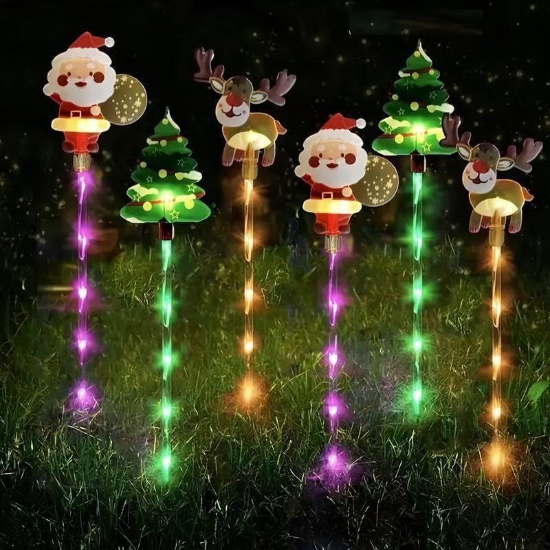 Miniatura 9 de Paquete de 6 luces solares de Navidad para exteriores, luces de Navidad para exteriores, luces solares de Navidad para exteriores, impermeables,