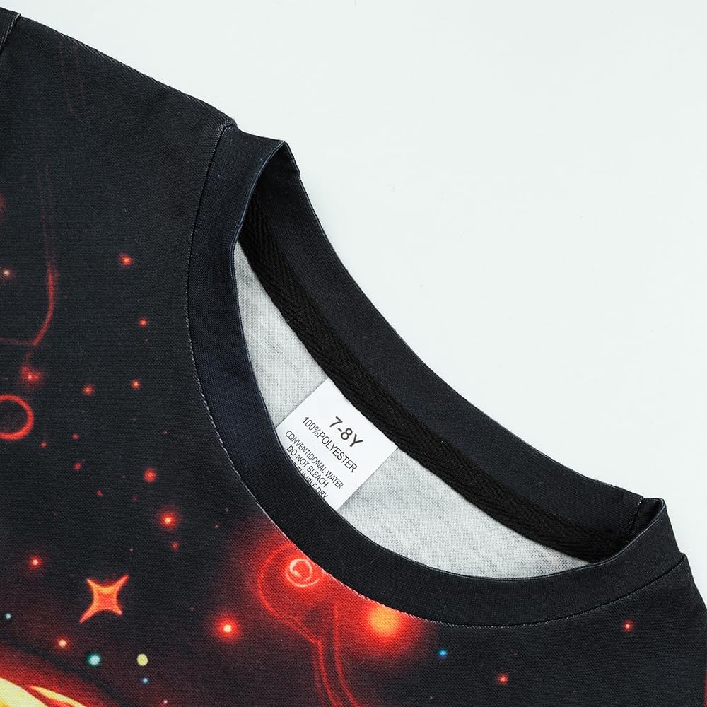 Astronaut Neon Shirts for Boys 5-14 Years, Crew Neck 3D Short Sleeve Fashion T-Shirts for Kids Graphic Tees - Image 4