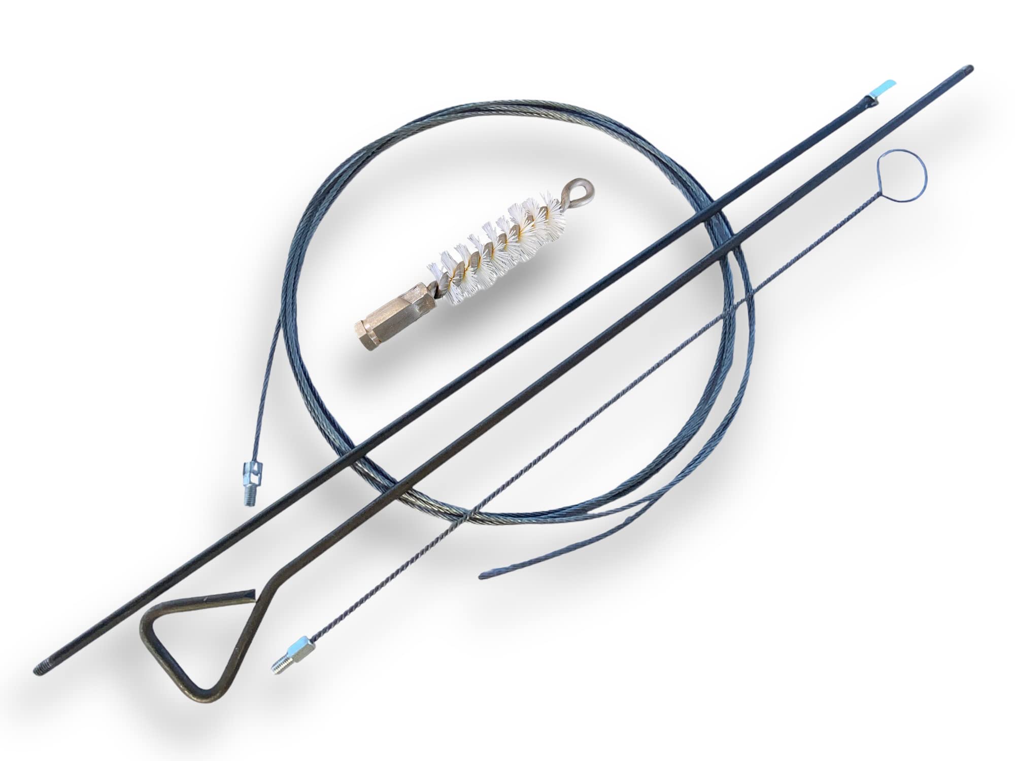 Zestaw szczotek do rur PRO NYLON Ø 25 mm | 1 drążek sztywny 100 cm + przedłużacz 100 cm + 1 elastyczny pręt 80 cm + 1 fretka kablowa 7 metrów | Złączka M12*175 | Szczotka do czyszczenia rur | Kibros 41SCN25TF
