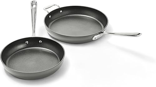 All-Clad E7859064 HA1 - Juego de utensilios de cocina antiadherentes duro anodizado, sartén de 10 y 12 pulgadas, 2 piezas, color negro