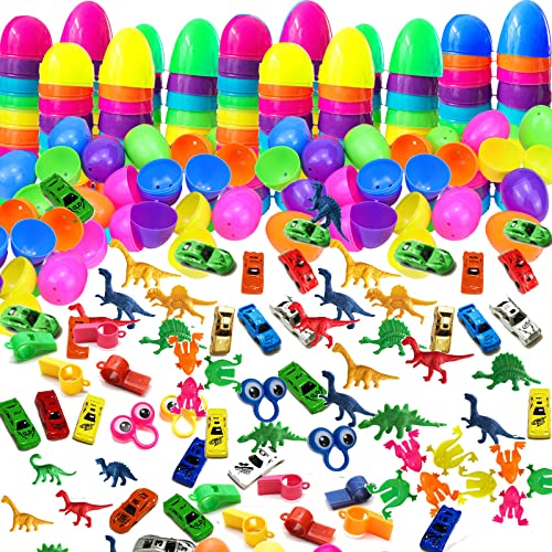102 Pcs Fillable Plastic Mini Easter Eggs Bulk with Novelty Toys Easter Basket Stuffers Perfect for Easter Egg Hunt Easter Party Bright Colors Suprise Egg