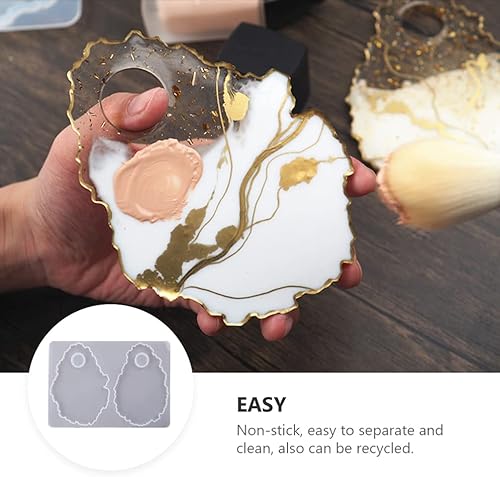 Miniatura 7 de Healifty Moldes de silicona para anillo de paleta, molde de bandeja de resina epoxi, bandeja de pintura para joyería, bandeja de placa de