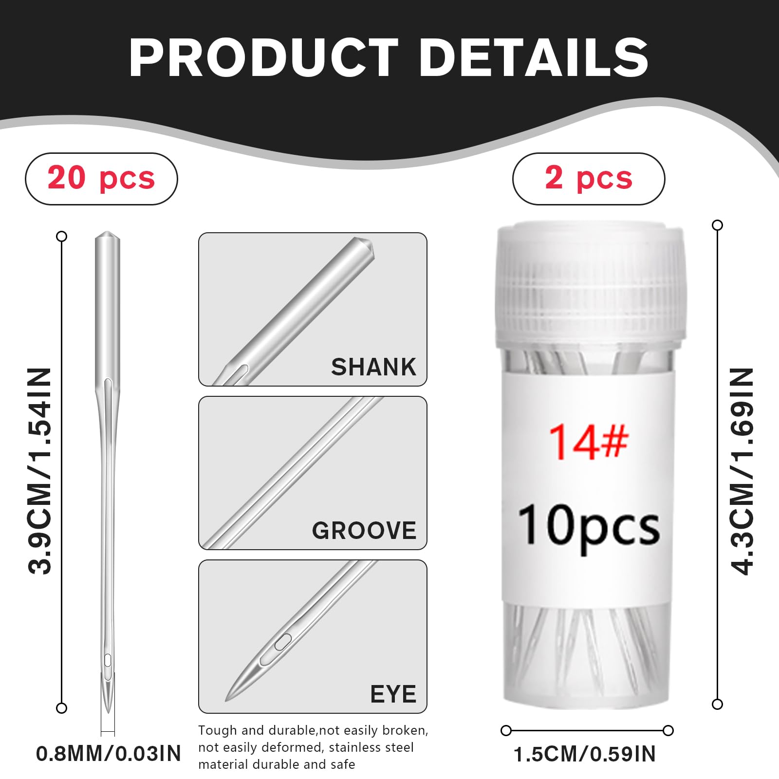10 Aghi Universali Per Macchina Da Cucire Singer | Sistema 2020 | Acciaio Inox 70/9 | Compatibili Pfaff, Brother - 6