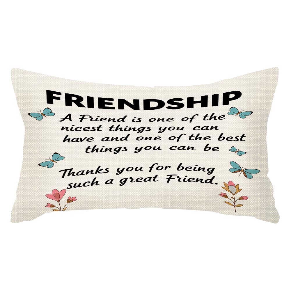 SSOIU Throw Pillow Covers A Friend is The Nicest Things The Best Friendship Cushion Pillow Case Home Decor Pillowcase 12x20 Inches