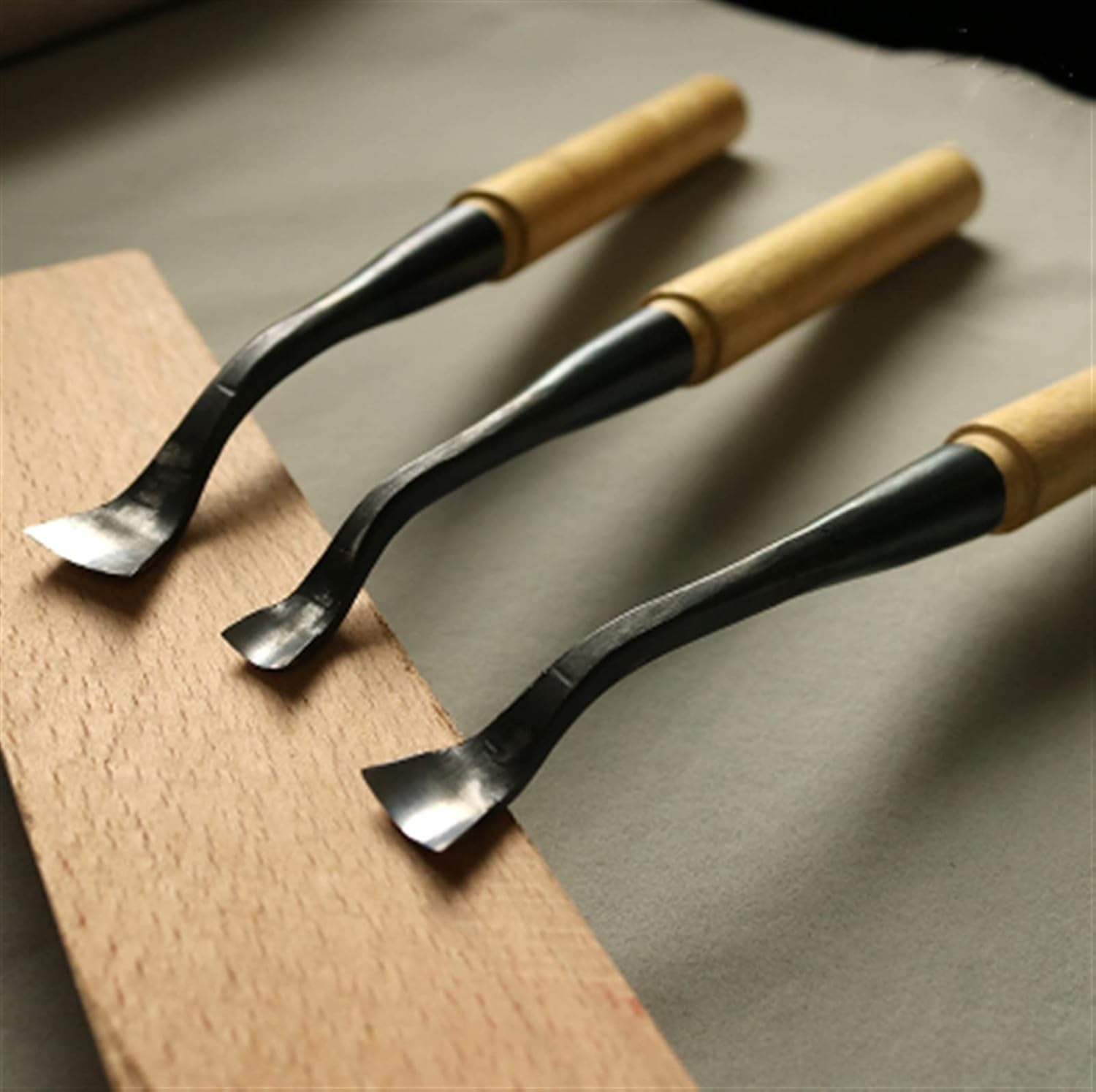 SORTZ エルボーチゼル木工彫刻ナイフ穴掘りスプーンナイフ木工チゼルディッシュトレイツール (Size : 4size each