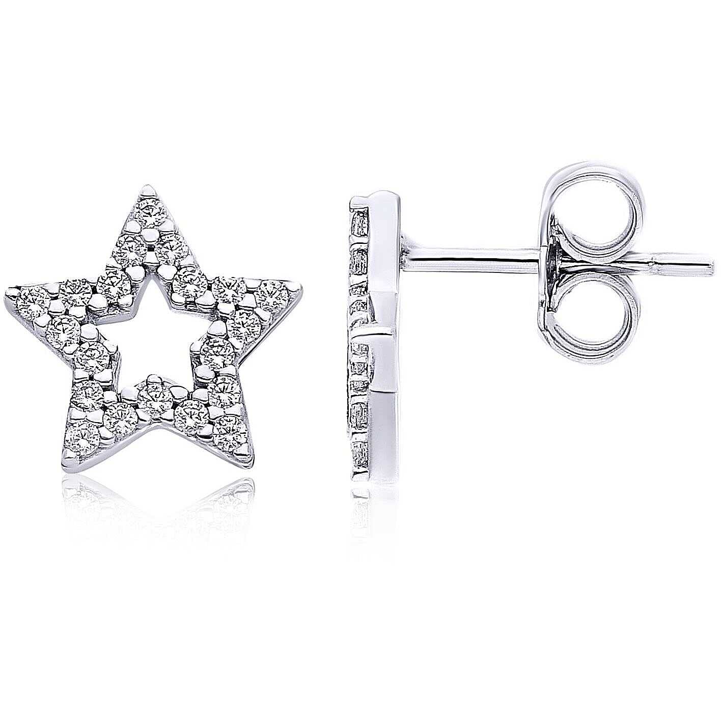 Pendientes para mujer con circonitas de la estrella de Gioiapura de la colección oro 750 (18 quilates) en color oro blanco. Peso aproximado: 1,9 g. La referencia es 258735