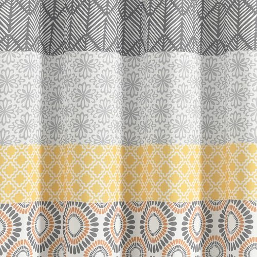 Image of Lush Decor Bohemian Stripe Shower Curtain, 72 inch W x 72 inch L, Yellow & Gray - Bathroom Curtain - Striped Shower Curtain - Boho Decor - Fabric Shower Curtains (Pack of 6)