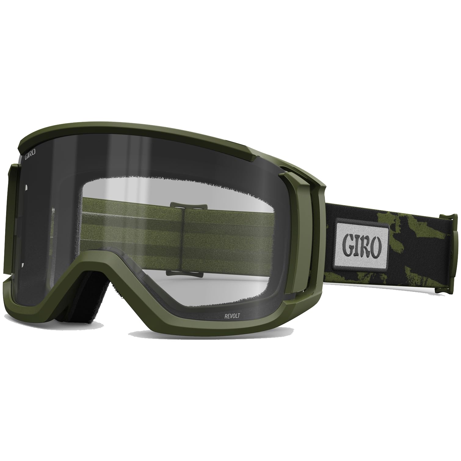 Giro Revolt - Gafas de snow, de esquí y snowboard para hombres, mujeres y jóvenes, correa manchada verde con lentes ahumadas/transparentes vívidas
