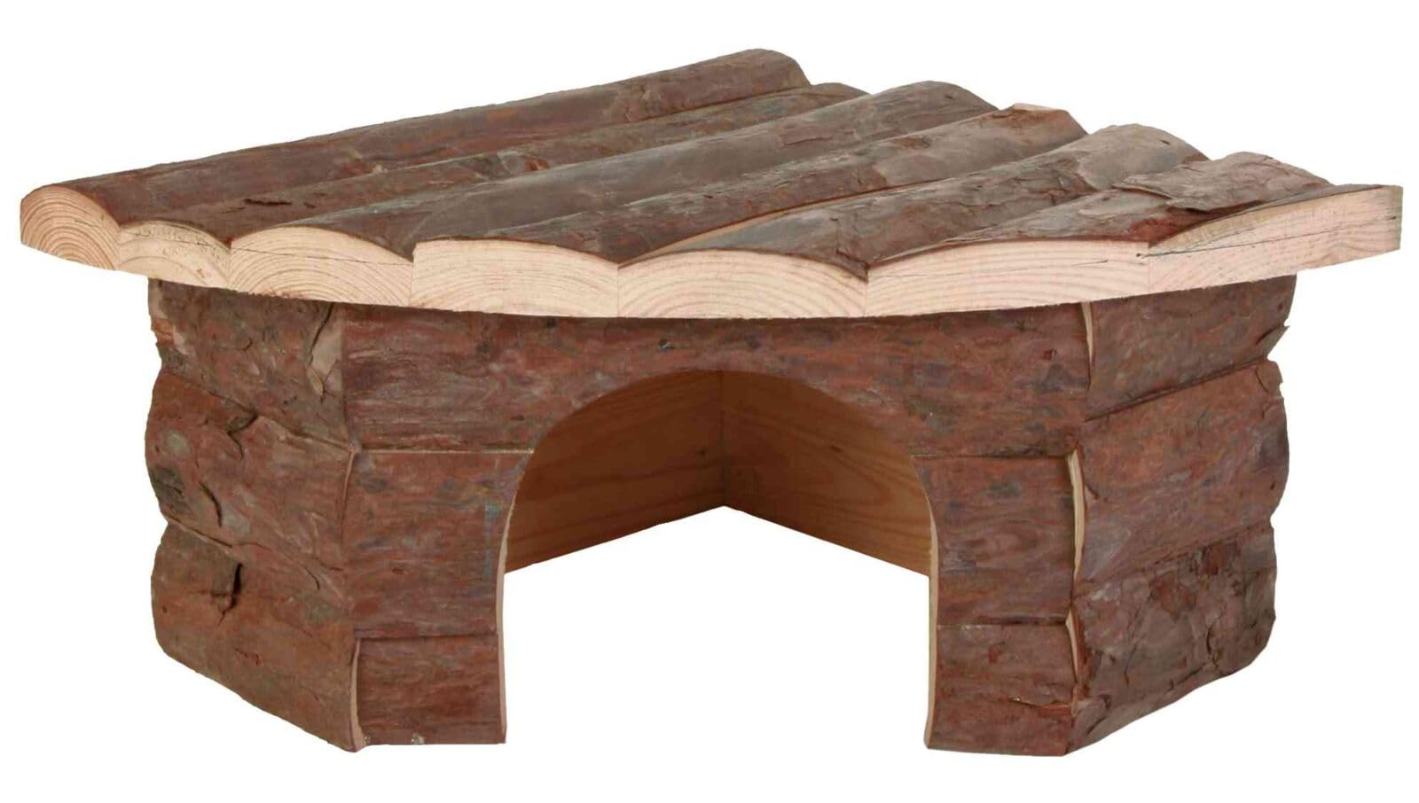 TRIXIE corner house Jesper for large hamsters and degus, 32 × 13 × 21/21 cm, 62042, bark wood