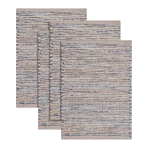 RIANGI Cotton/Jute Placemats Set of 4-13x19 Inch - Natural - Grey