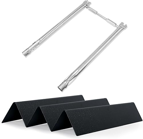 FlameDuty Piezas de repuesto para Weber Spirit de 15.3 pulgadas de acero porcelánico 7635 placa de calor para parrilla y tubo de quemador 69785 para