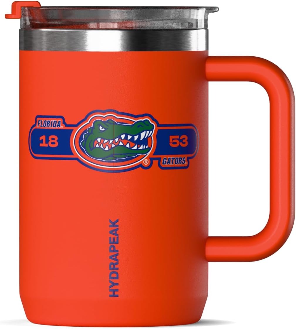Hydrapeak Officially Licensed Florida Gators 18oz Insulated Coffee Mug with Flip Lid and Handle for Travel, Cold/Hot, Stainless Steel Coffee Cup, BPA-Free Double Walled, Tea Mug - Image 2