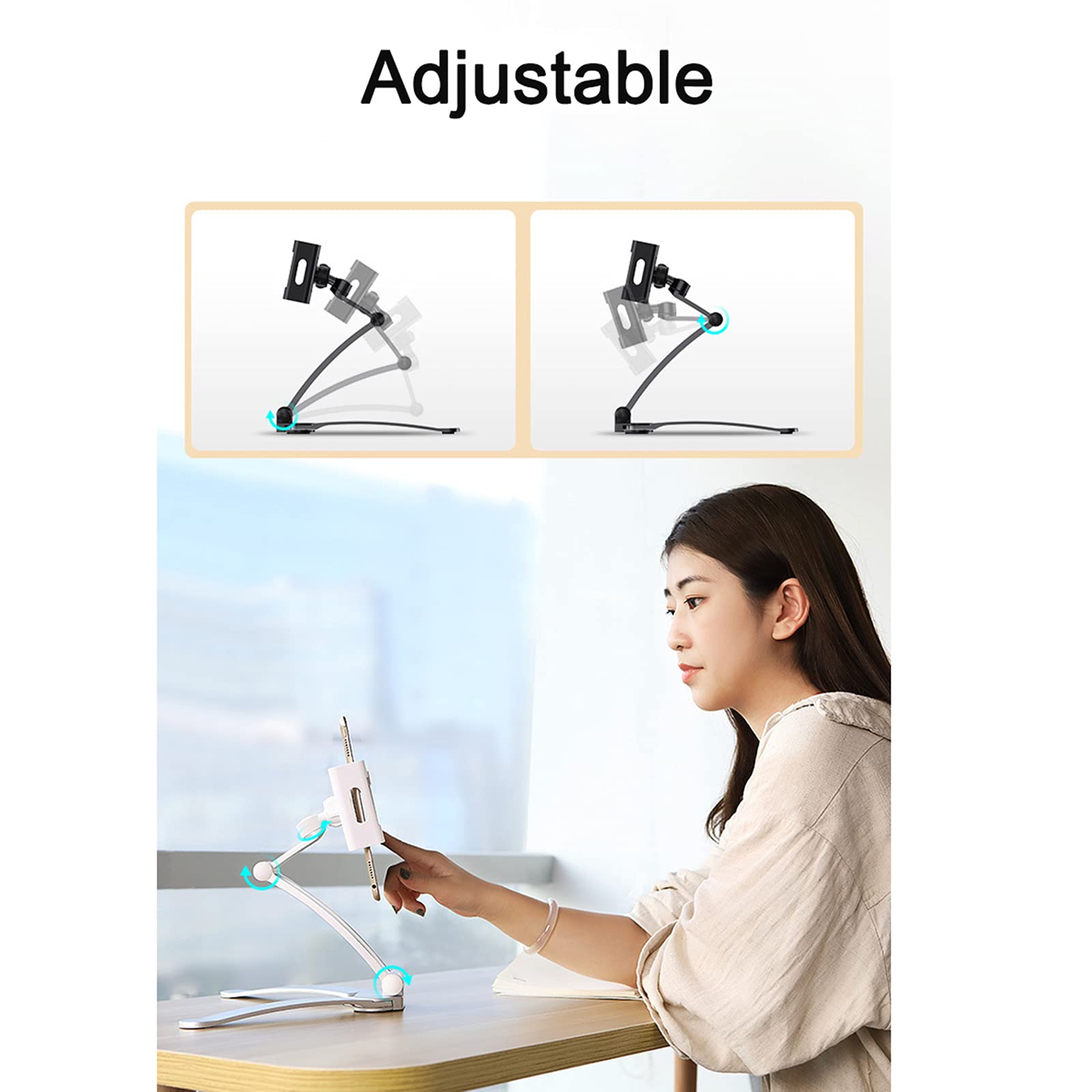 Supporto Tablet Muro da Cucina, Supporto da Tavolo per Tablet da 5"a 10,5", Lettura di Ricette su bancone o utilizzo su Desktop da Ufficio