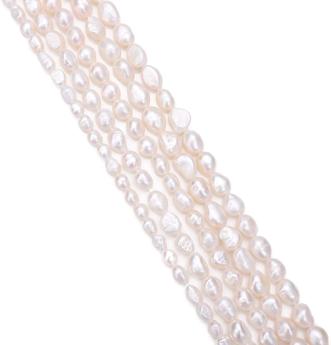 Natural Pearl Beads 6-7mm White Freshwater Cultured Loose Gemstone Beads for DIY Jewelry Making 13.8''/Strand white 6-7mm