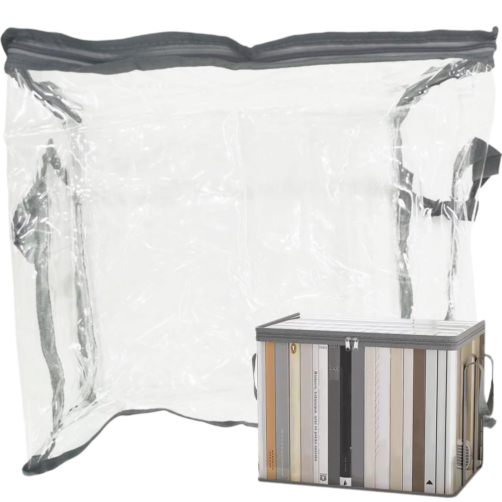 Haowul Book Storage Box Transparent Book Organizer Waterproof Storage Box Foldable Book Box for Classroom Student Dormitory