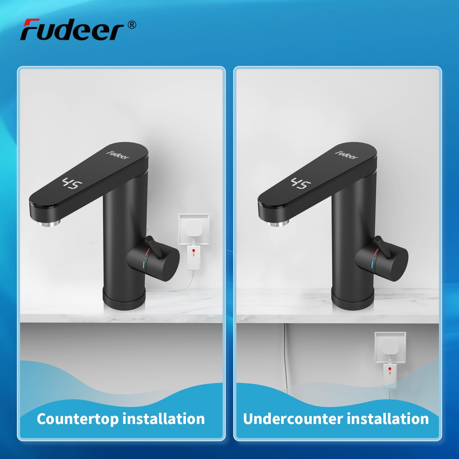 3.3kW elektrischer Durchlauf-Warmwasserhahn für Bad,230V,Edelstahl | Sofort warmes Wasser, einfacher Einbau, Digitaldisplay,120° drehbarer Auslauf,vielseitig,rostfrei,robust,pflegeleicht