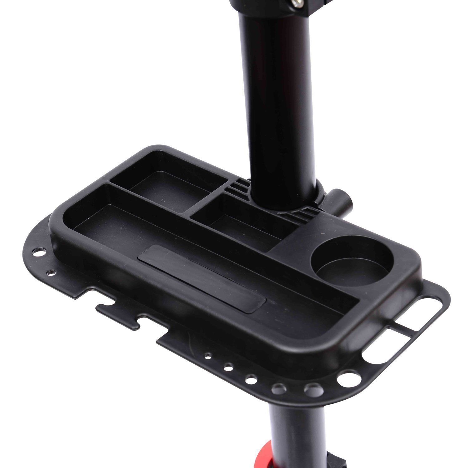 HOMCOM Cavalletto per Riparazione Bici, Cavalletto Bicicletta Pieghevole, Supporto per Manutenzione Bici Girevole a 360° con Vassoio Porta Utensili, Altezza Regolabile 109-180cm, Nero