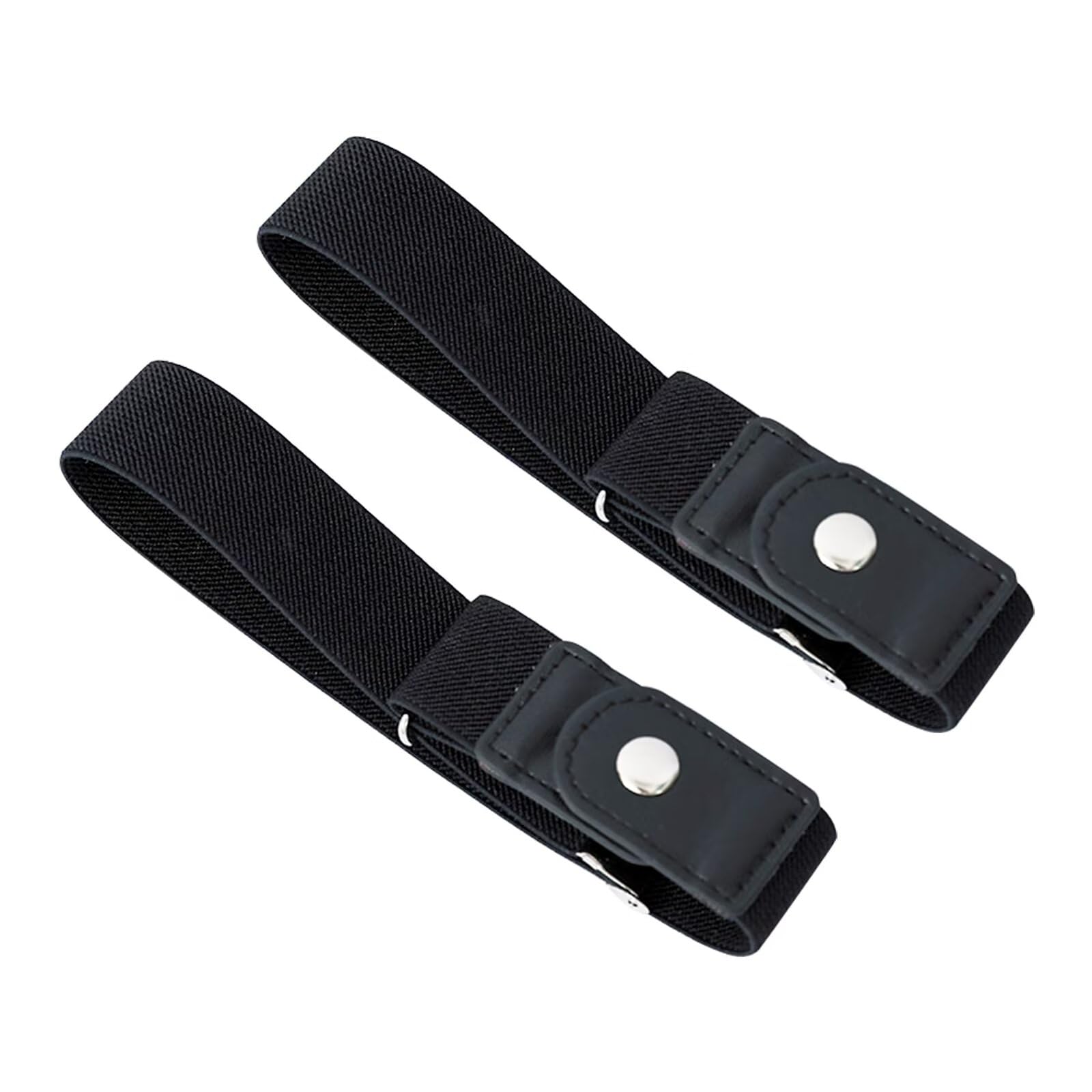 Anfaffia Unisex Black No Buckle Belt, 2 Pcs Elastic Invisible Belts, Adjustable Side Waist Belt, Buckle Free No Show Belts For Men & Women, Durable Buckless Waistband For For Jeans Pants