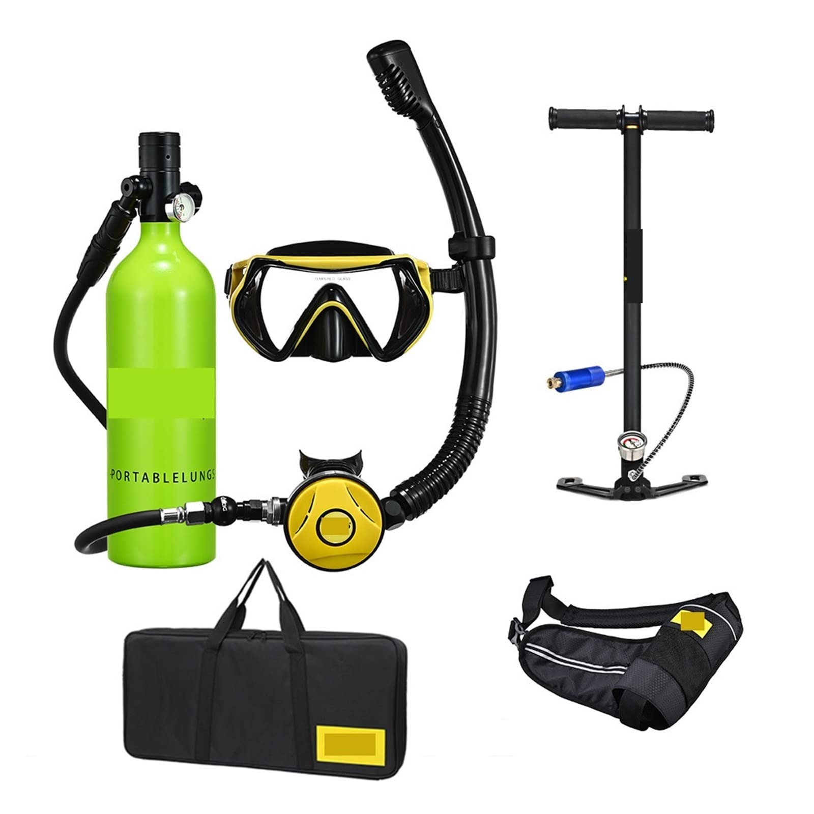 Portable Dive Cylinder, Snorkel Diving Rebreather Portable Deep Snorkeling Equipment(Blackhead in Green Bottle)