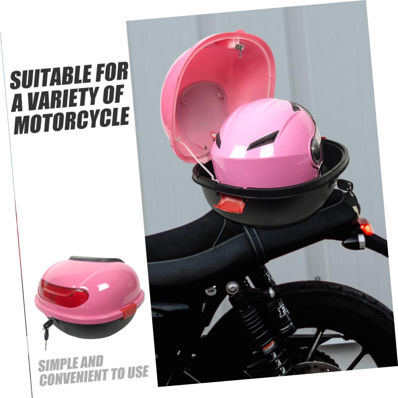 Bauletto Moto Posteriore in Pp Rosa, Capiente e Resistente All’usura, con Schienale e Chiusura Sicura per Viaggio