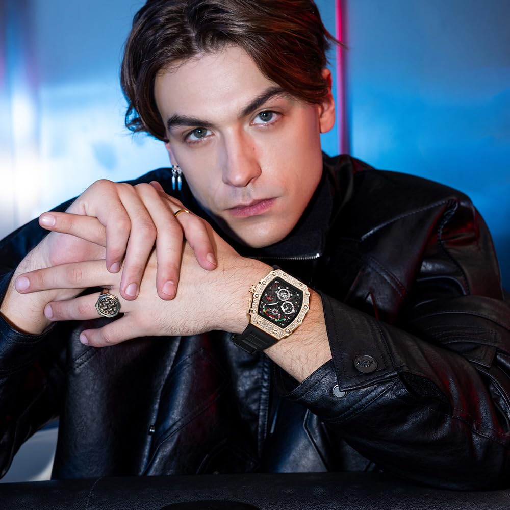 Reloj de pulsera deportivo con diseño de diamantes y cronógrafo, estilo de moda, con correa de silicona