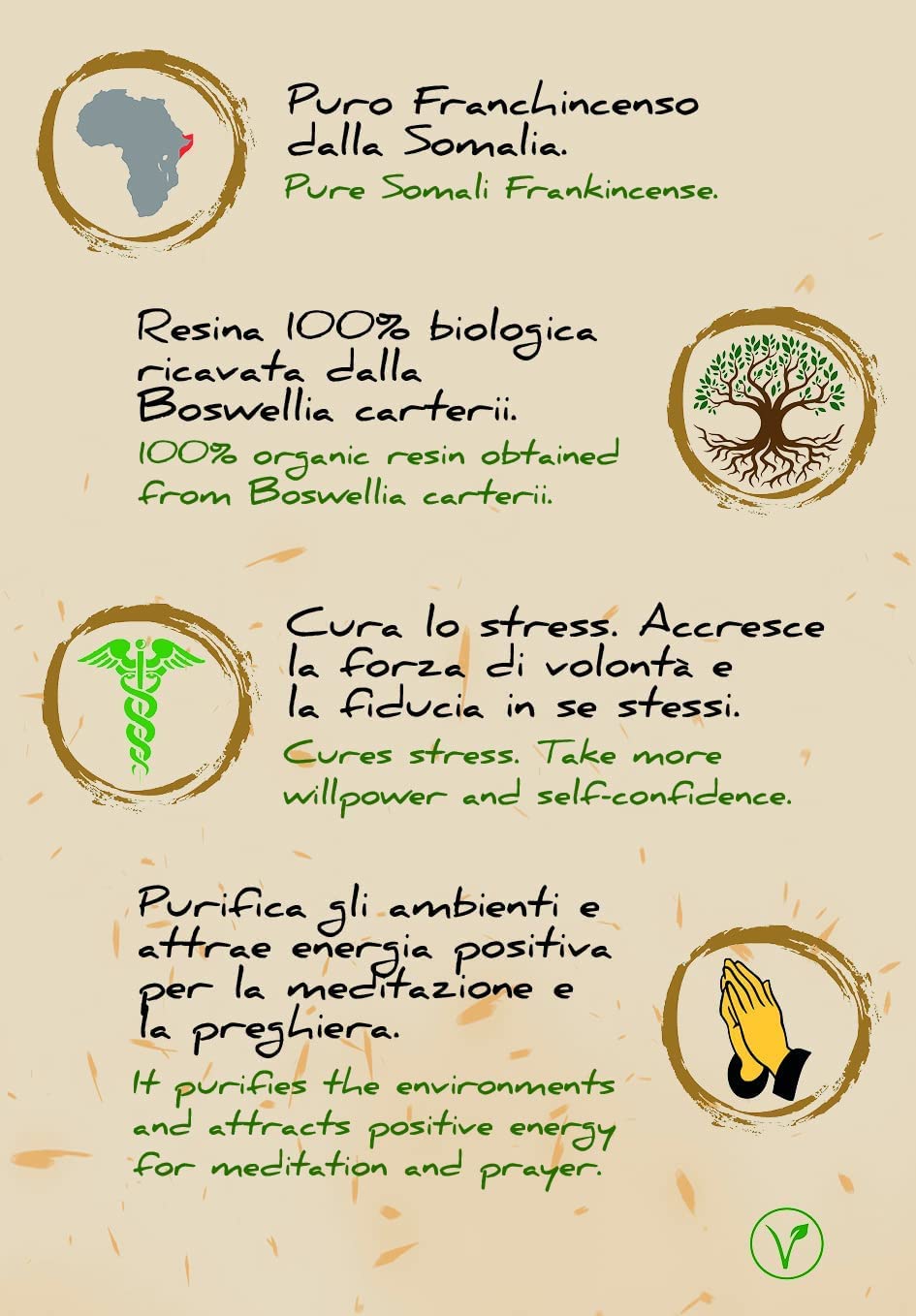 Incenso Lacrime di Somalia - Olibano in grani - 500g - Resina Naturale al 100% - Grani Grandi (0,5-3cm) - Boswellia Carterii - Somalia