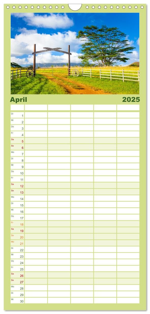 Familienplaner 2025 - Hawaii Traumziel mit 5 Spalten (Wandkalender, 21 cm x 45 cm), CALVENDO: Entdecke die Schönheit von Hawaii mit spektakulären ... so noch nicht gesehen hast. (CALVENDO Orte)