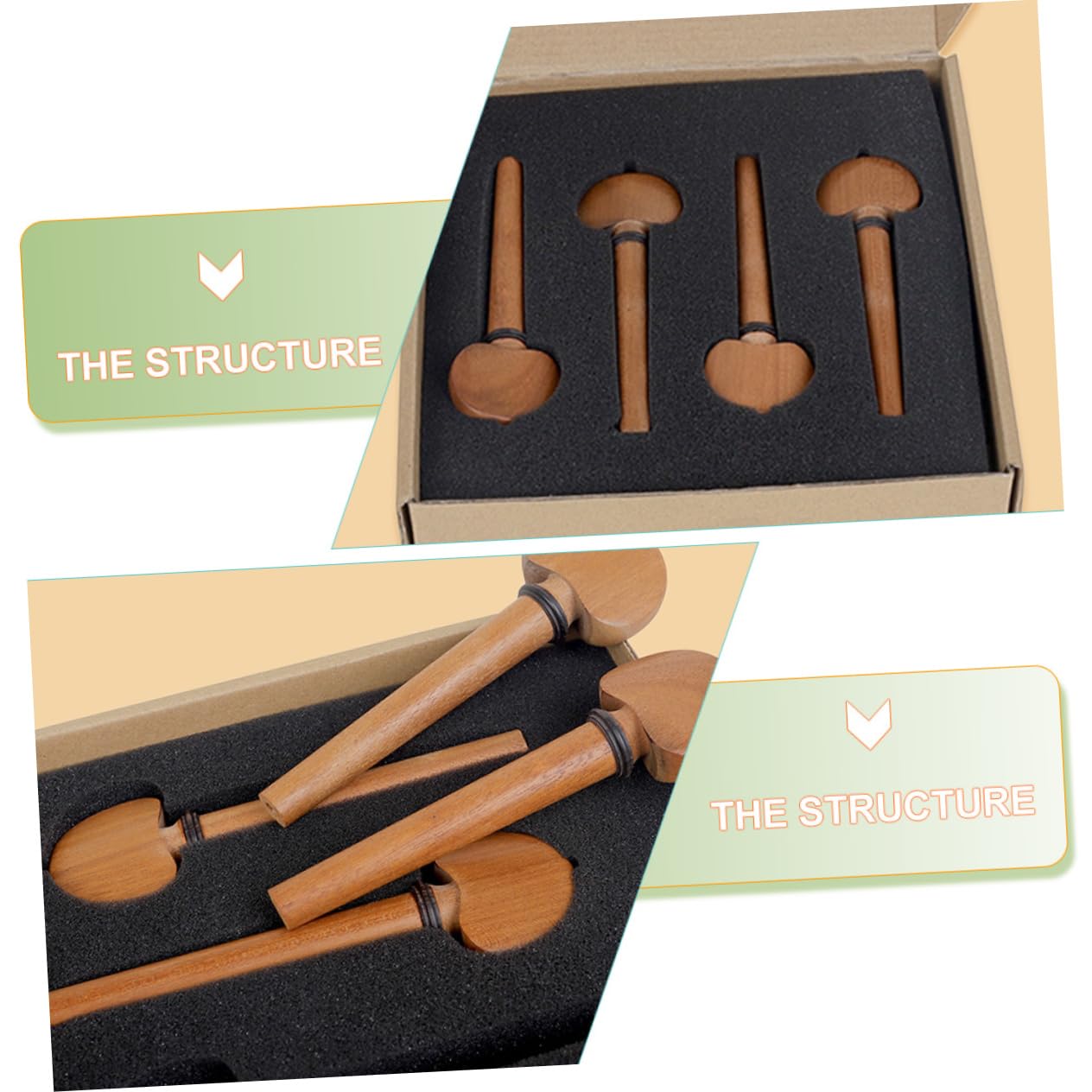 UPKOCH 4pezzi Accordatrici in Legno per Violoncello di Ricambio Accessori per Strumenti Corda Manopola Antiscivolo Superficie Liscia Materiale Resistente e Naturale