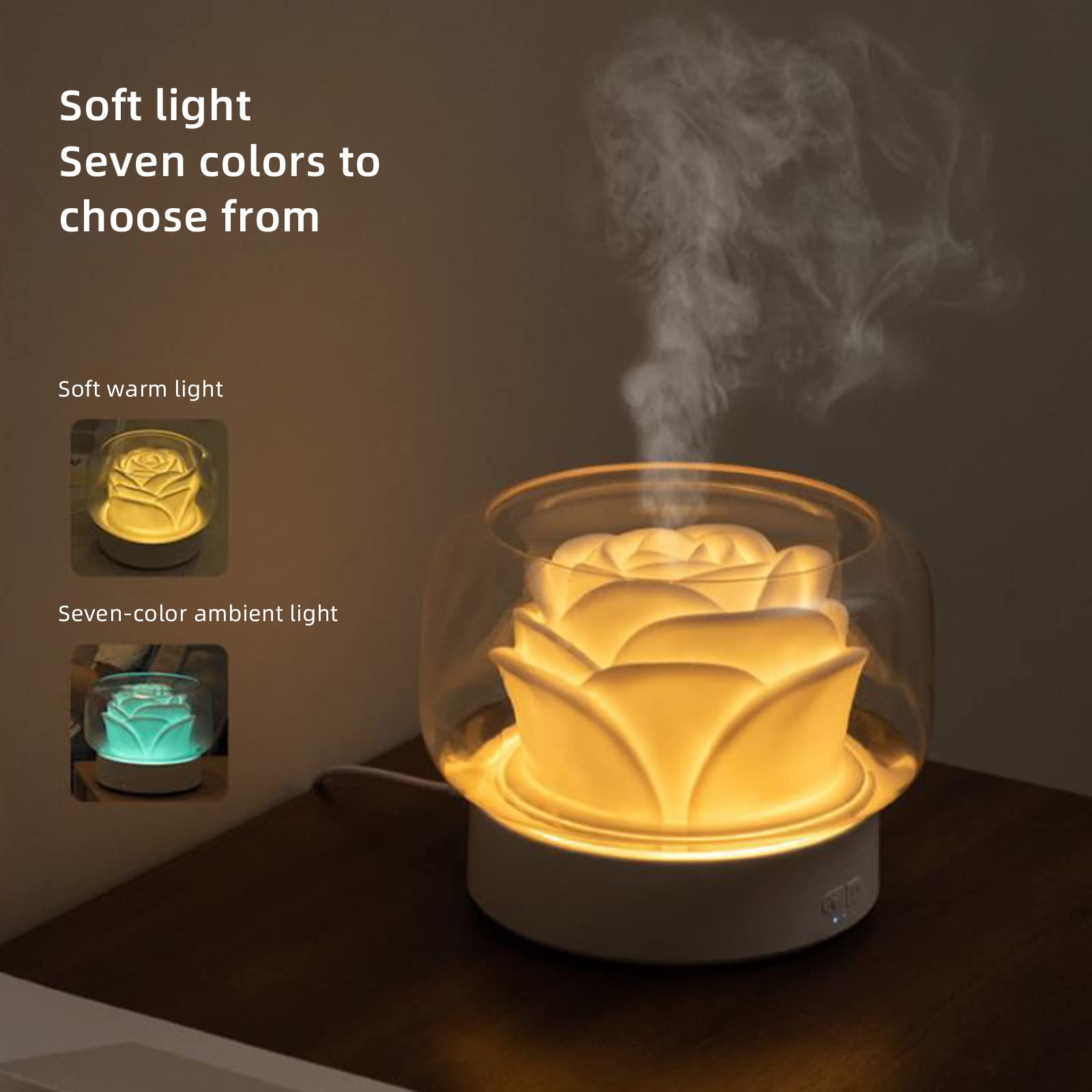BestAlice Diffusori di oli essenziali, diffusori per oli essenziali, grande stanza, diffusore per aromaterapia da 400 ml con luce in 7 colori, spegnimento automatico senz'acqua, bianco-UK