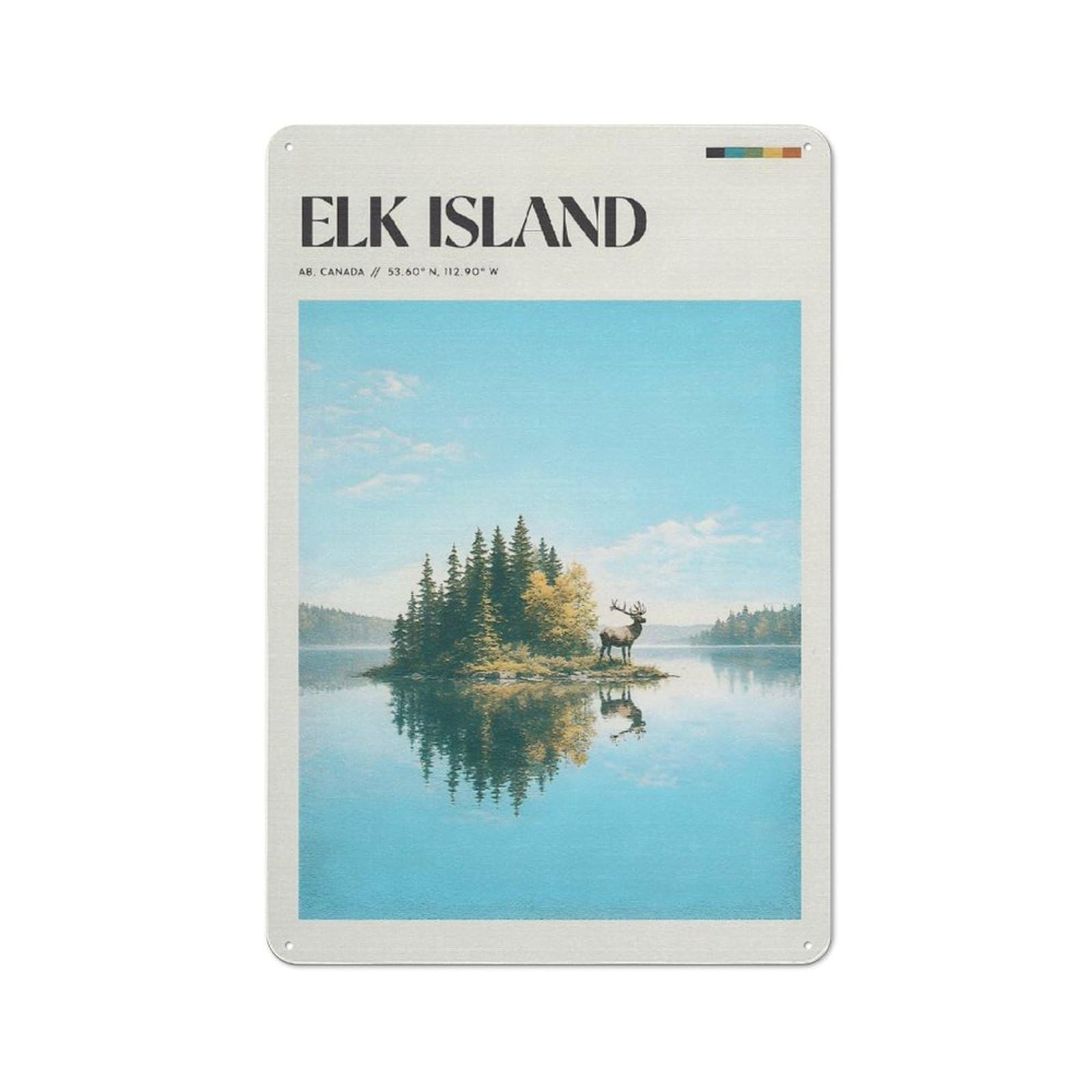 Junmoney Style-1 Classic Elk Island National Park Metal Wall Art Sign 30X20cm, Vintage Wall Decor For Lounge, Study, Pub Or Wall Gallery